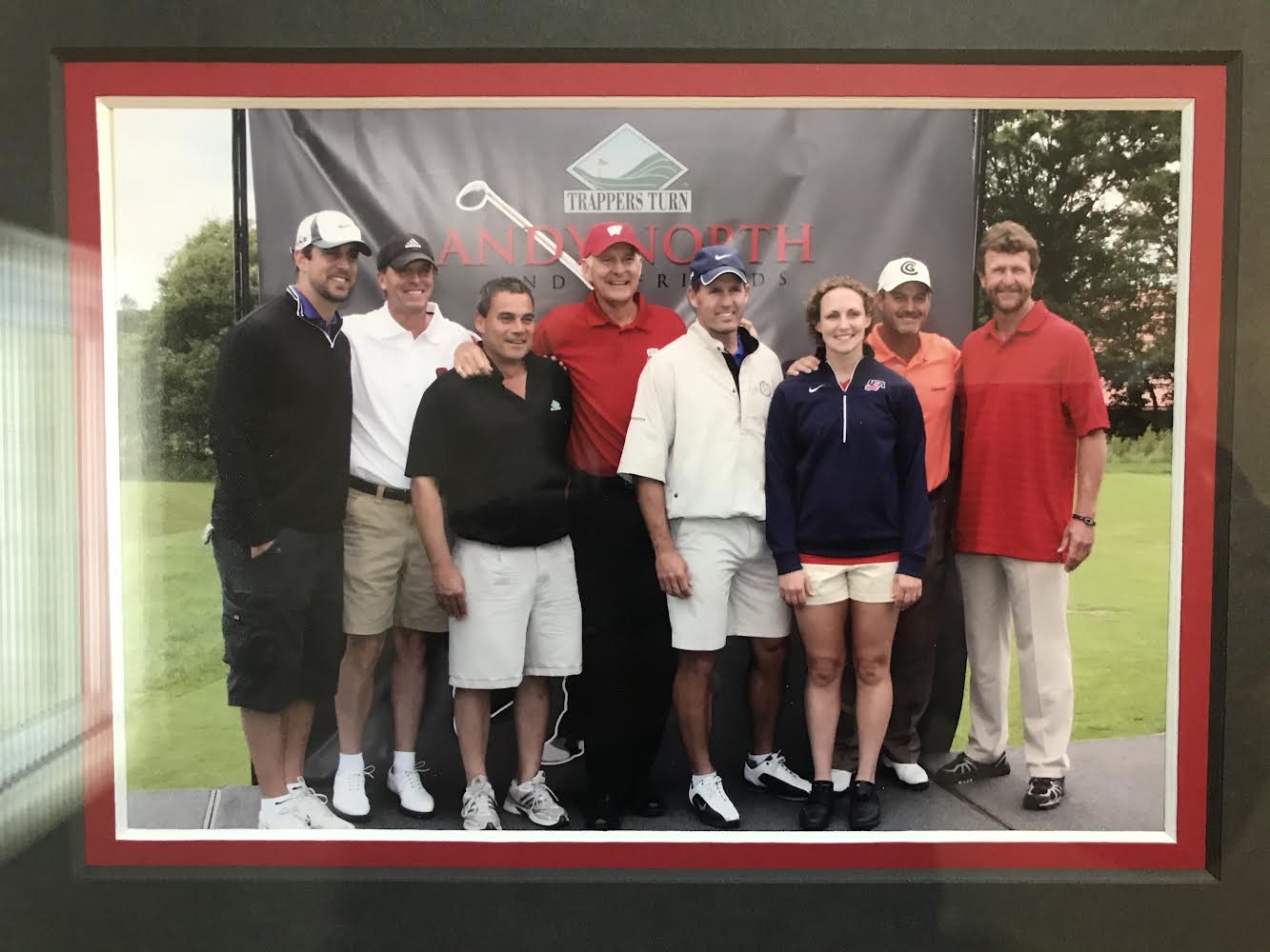 Andy North & Friends                Signed Golf Flag Of Wisconsin Stars Robin Yount, Aaron Rodgers And More.