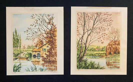 Set Of Vintage Signed Etchings