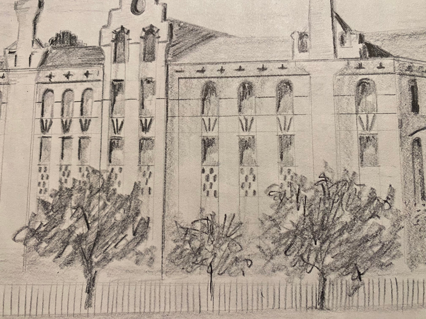 J. O'Connell Signed Drawing Of Marquette College