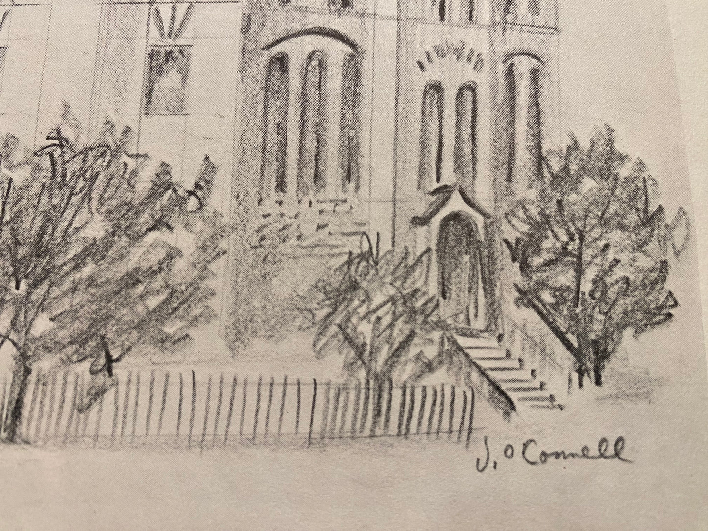 J. O'Connell Signed Drawing Of Marquette College