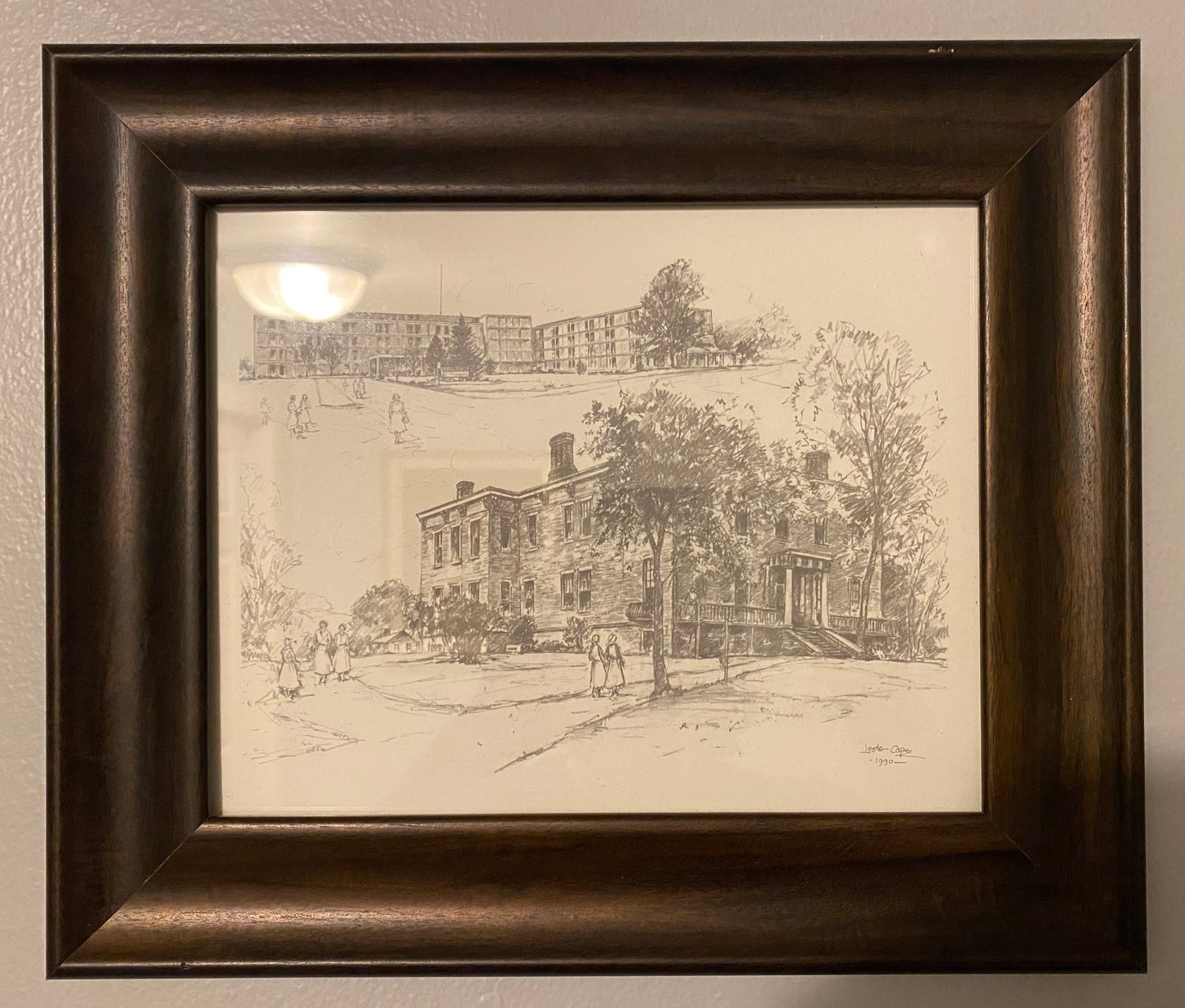 Leslie Cope Signed Drawing Of Good Samaritan Hospital (1990)