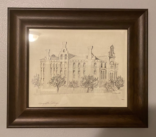 J. O'Connell Signed Drawing Of Marquette College