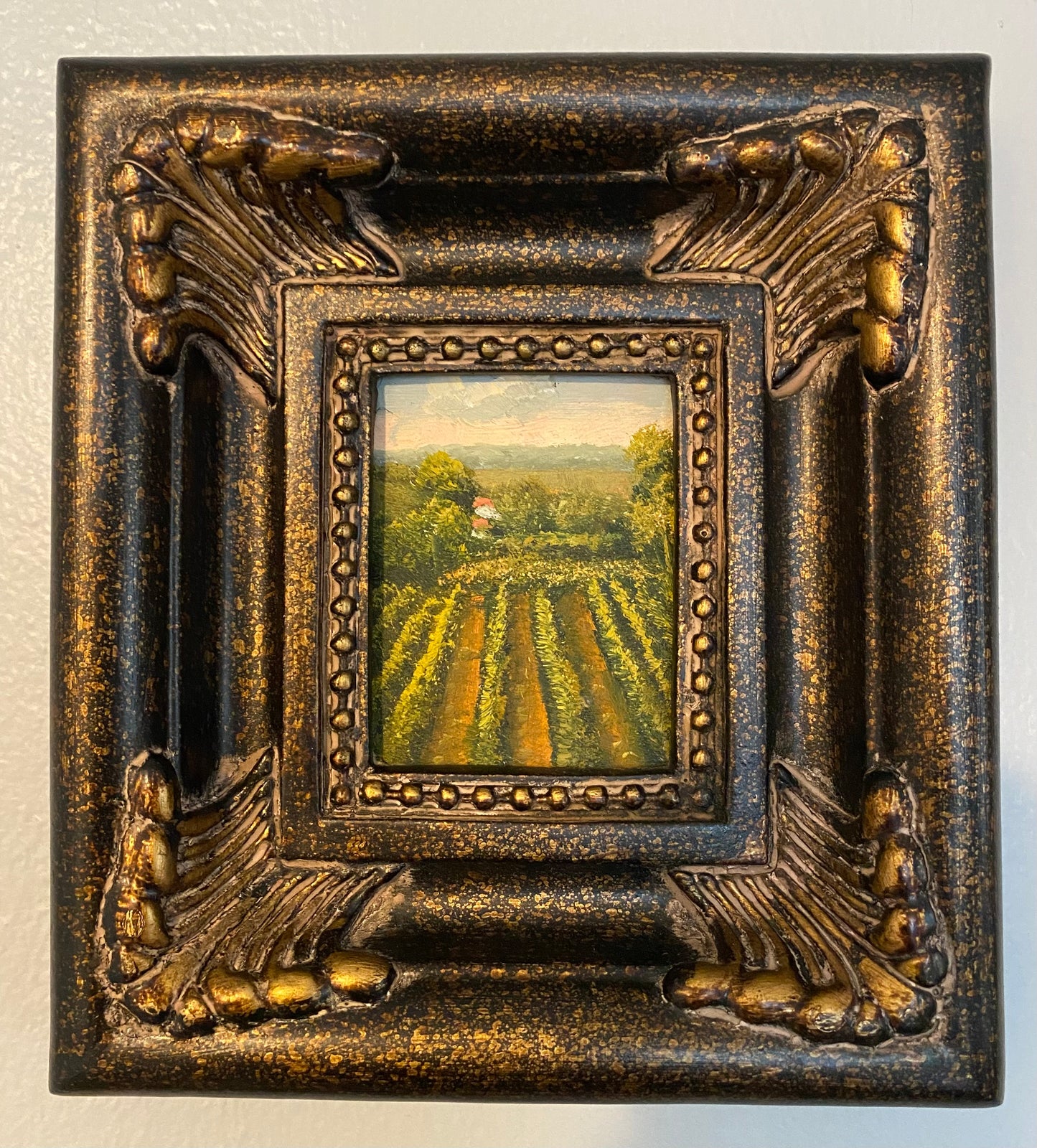 (Set of 5) 19th Century Dutch Miniature Oil Paintings On Wood Panel Board.