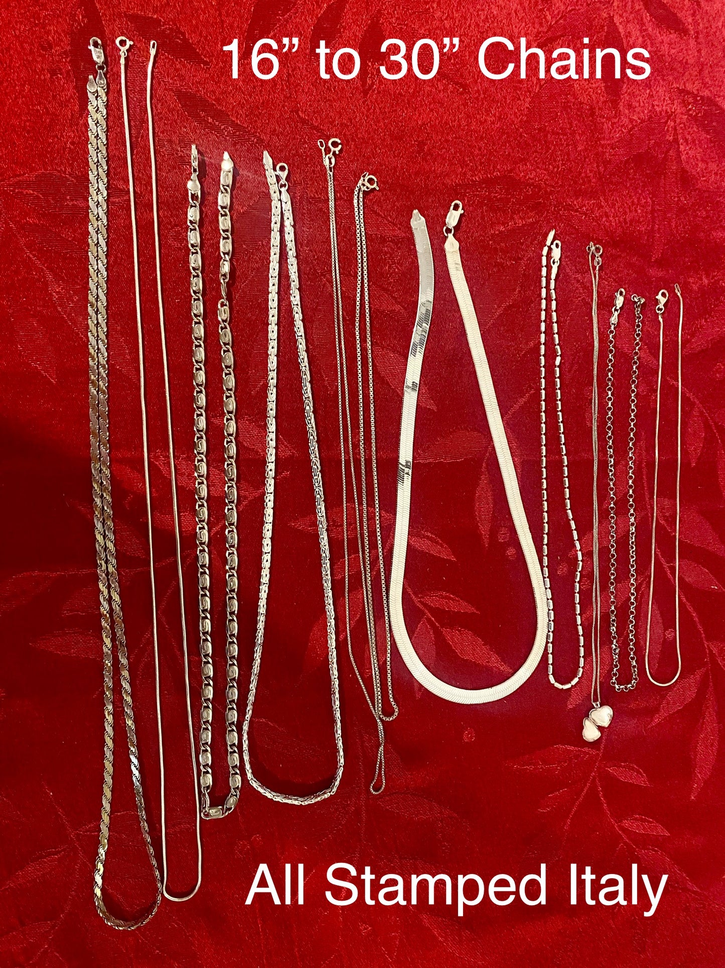 11 Vintage Sterling Silver Necklaces (Stamped Italy)