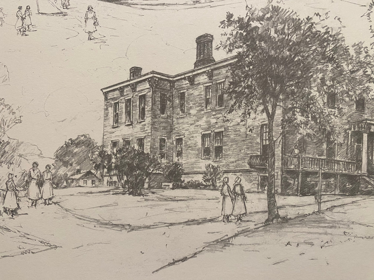 Leslie Cope Signed Drawing Of Good Samaritan Hospital (1990)