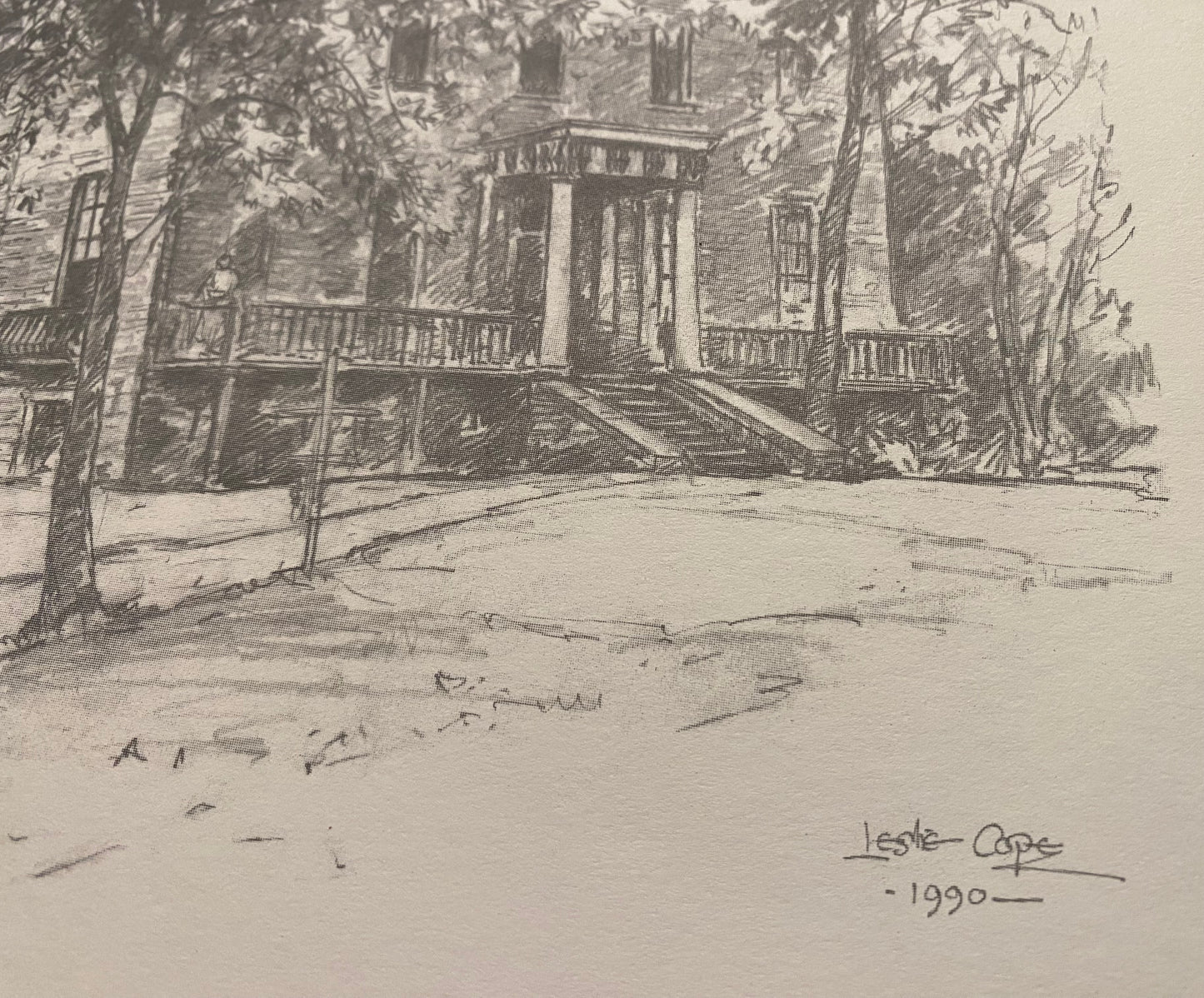 Leslie Cope Signed Drawing Of Good Samaritan Hospital (1990)