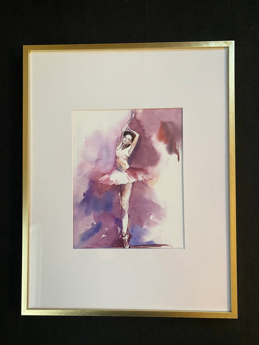 “Ballerina In Pink n.2” by Sophie Rodionov signed watercolor.