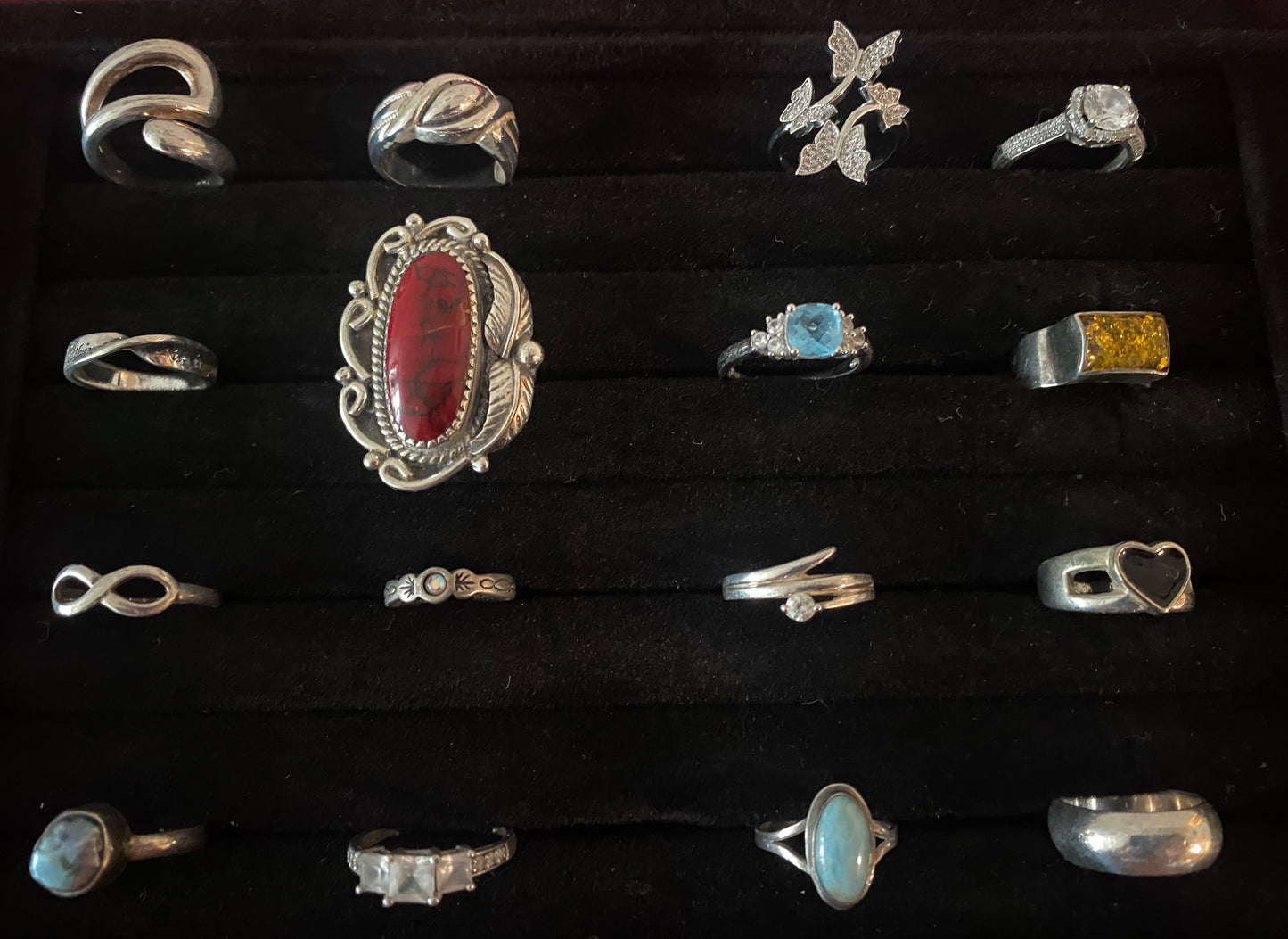 16 Vintage Sterling Silver Rings